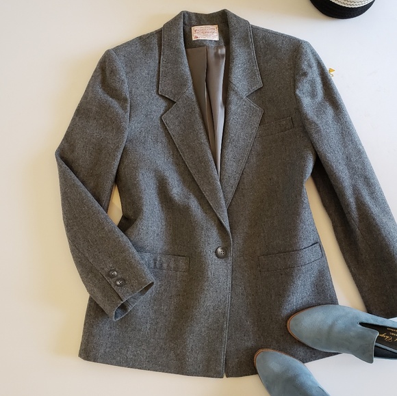 PENDLETON | Petite Wool Blazer Gray Size 8 - Picture 6 of 6